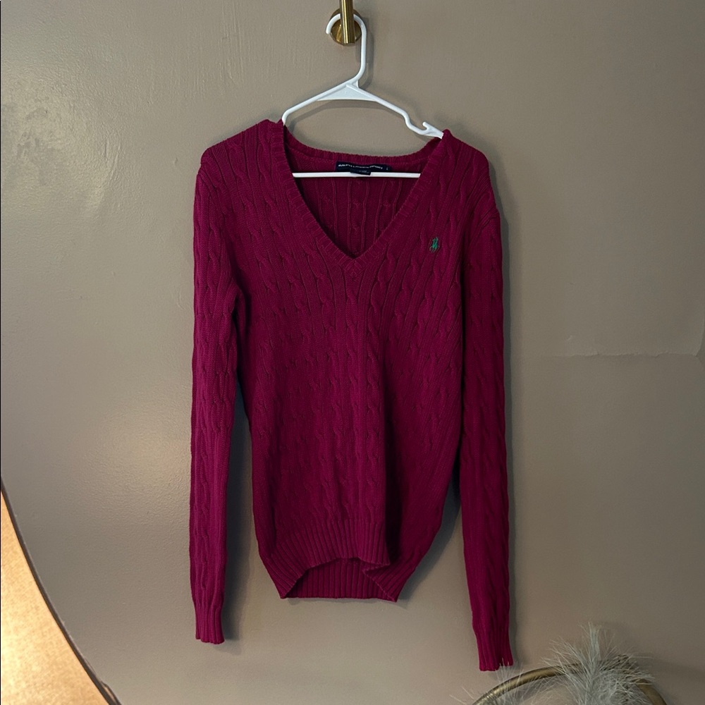 Ralph Lauren V-Neck Sweater - Deep Pink/Fuschia